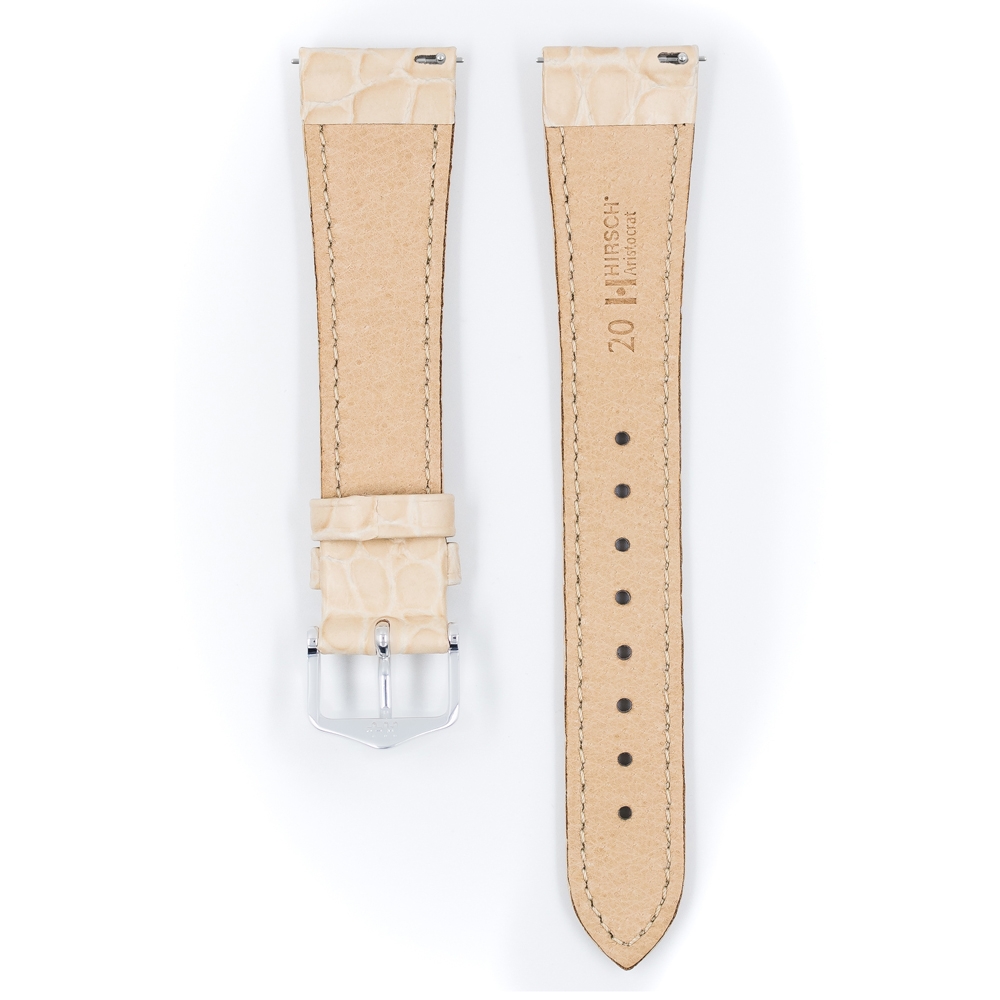 Hirsch Aristocrat Uhrenarmband Crocograin Beige